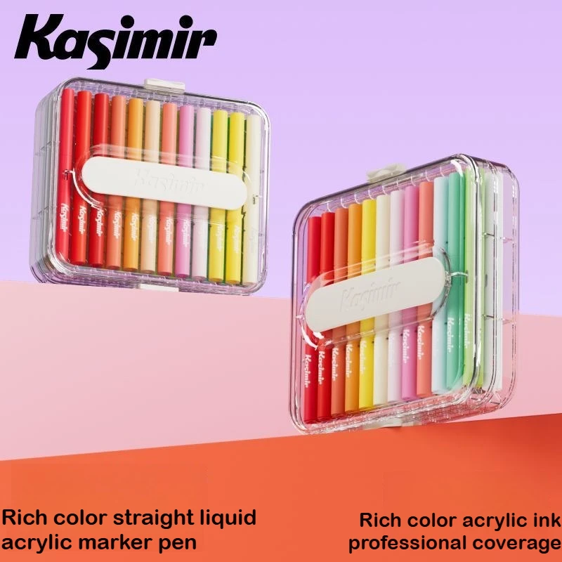 

KASIMIR 24/84 Colors Vibrant Direct Liquid Soft Tip Acrylic Marker Pens Non Bleeding School Office Art Supplies Stationery