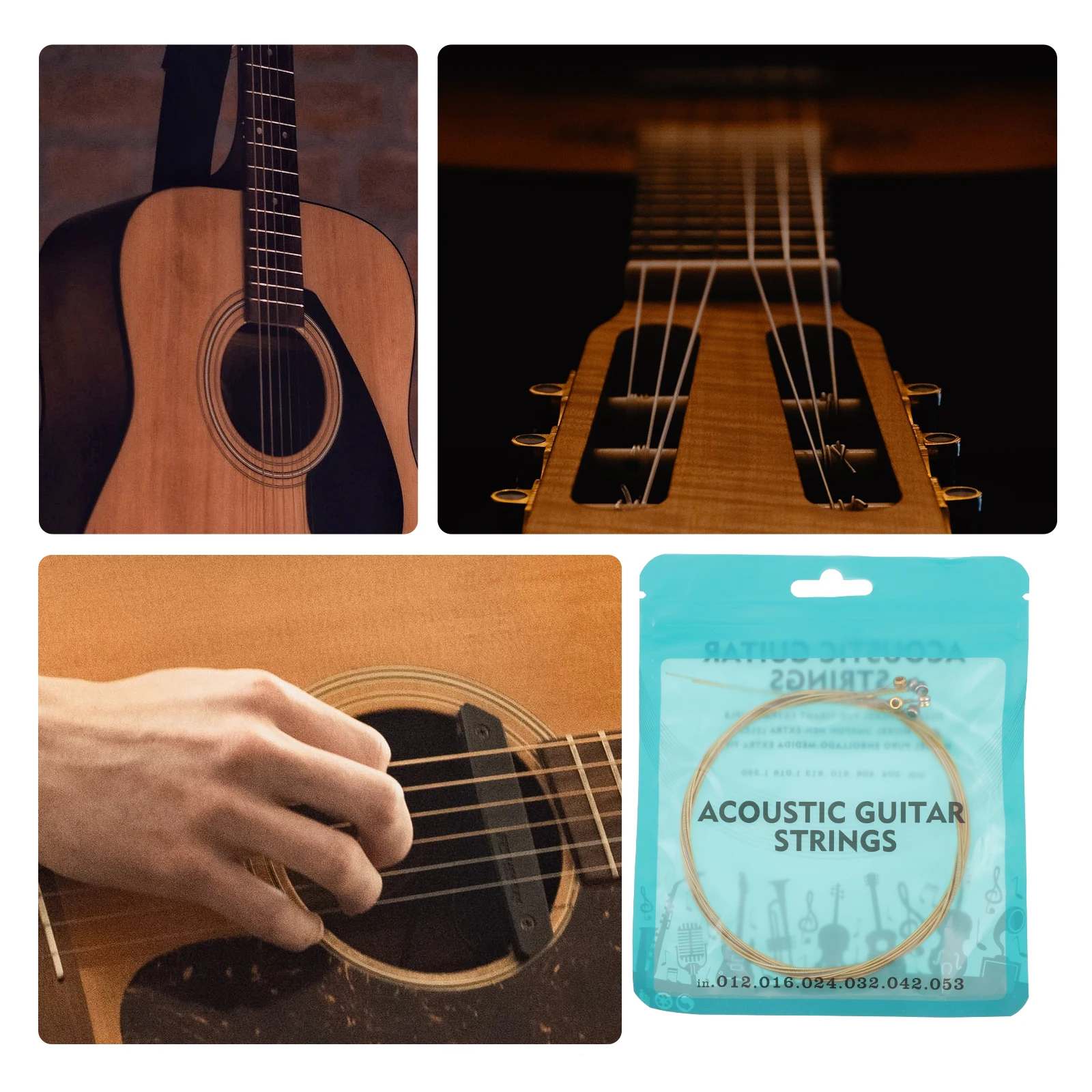 

12pcs Guitar Strings For Folk Guitar Copper Replacement String Durable Rust Proof Practical Accessory Musician String