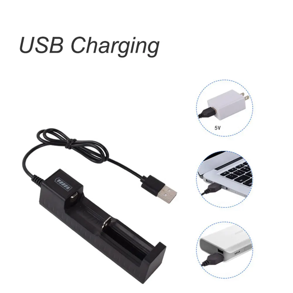 Battery Charger 18650 USB 1 Slot Universal Smart Quick Charging Rechargeable Lithium Battery Charger For 14500 16340 26650 18500