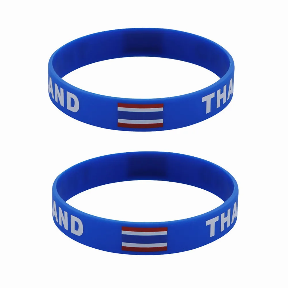 2pcs Thailand Flag Silicone Bracelets Sports Game Wristbands National Wrist Strap for Men Women Rubber Band Fashion Accessories