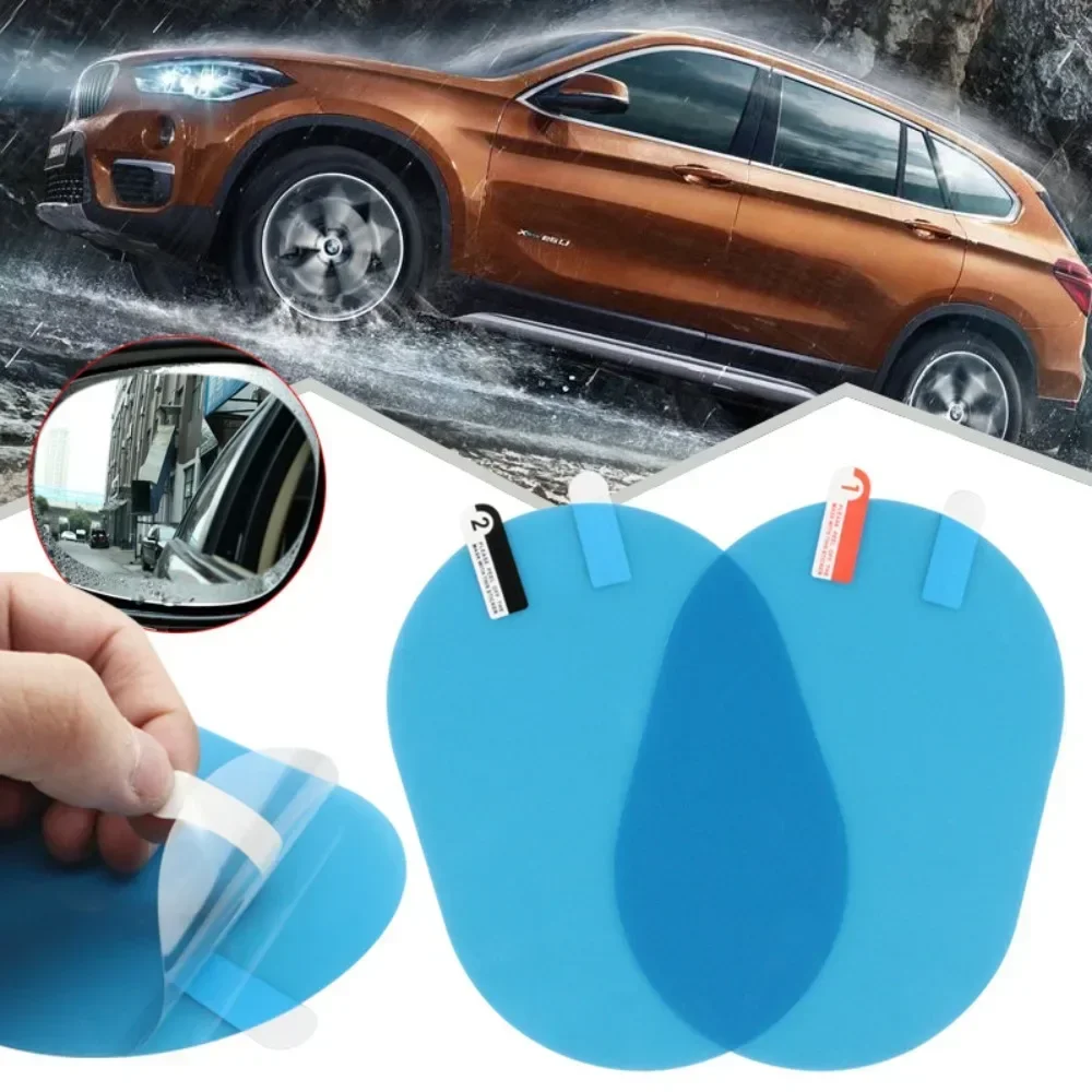 2-6Pcs Universal Fit Car Rearview Mirror Rain-Proof Film Anti-Fog Water-Repellent Sticker Reflective Mirror Protection