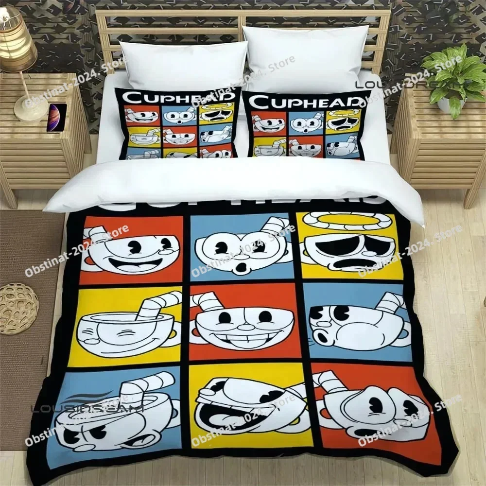 

Cuphead cartoon printed Printed Bed Set Duvet Cover Pillowcase Bedding Set Bed Linen Sheet Quilt Cover Full Queen King Size