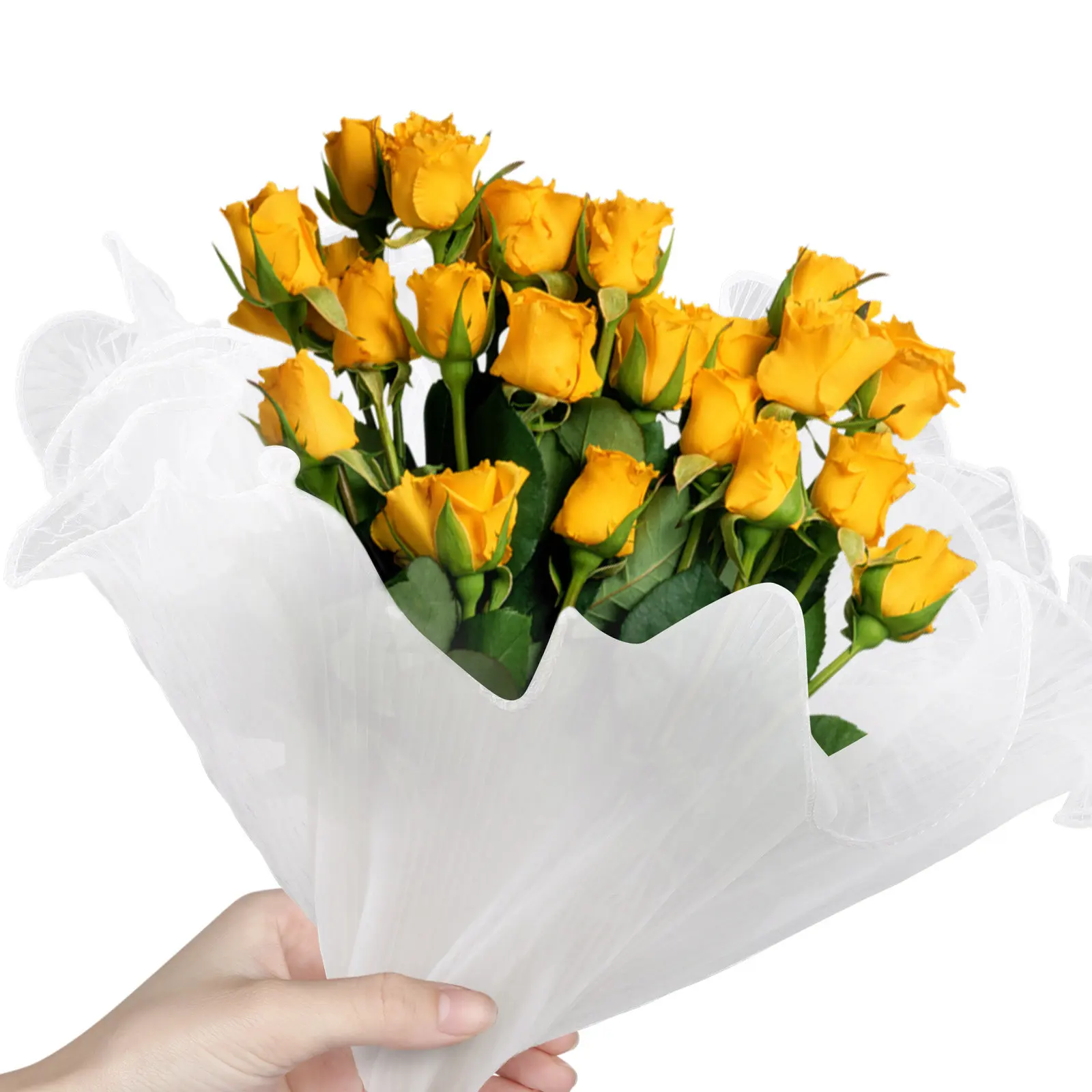 Floral Wrapping Mesh Yarn for Bouquets Polyester Wavy Texture Delicate Smooth Soft Bright Color Fastness Easy to Cut Fold Shape