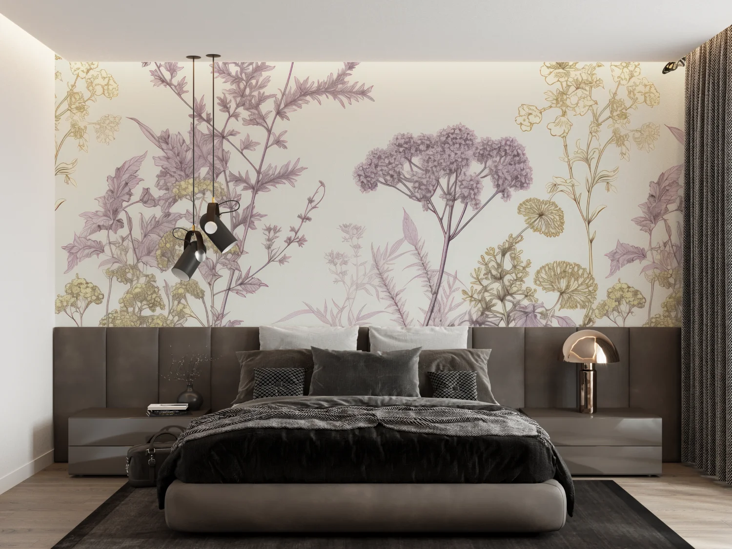 Customized Mural Dreamy Purple Flower Wallpaper Cartoon Children's Room Plum Blossom Deer Bird Decoration Painting 3d wallpaper