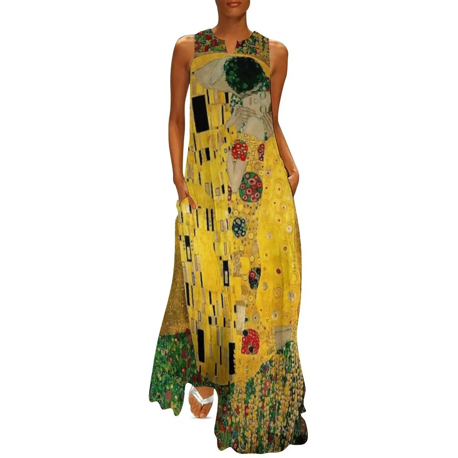 

The Kiss by Gustav Klimt Liebespaar - The Lovers Long Dress summer dress korean women cocktail dresses long sleeve dress