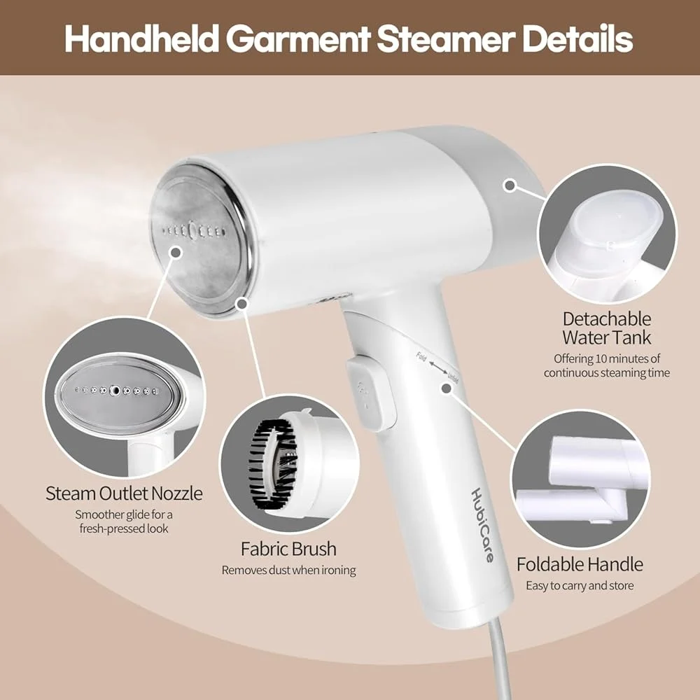 Tragbarer Dampfgarer mit zwei Spannungen und zwei Spannungen, 1000 W, kompakter, schneller Faltenentferner, faltbares, auslaufsicheres Reisebügeleisen