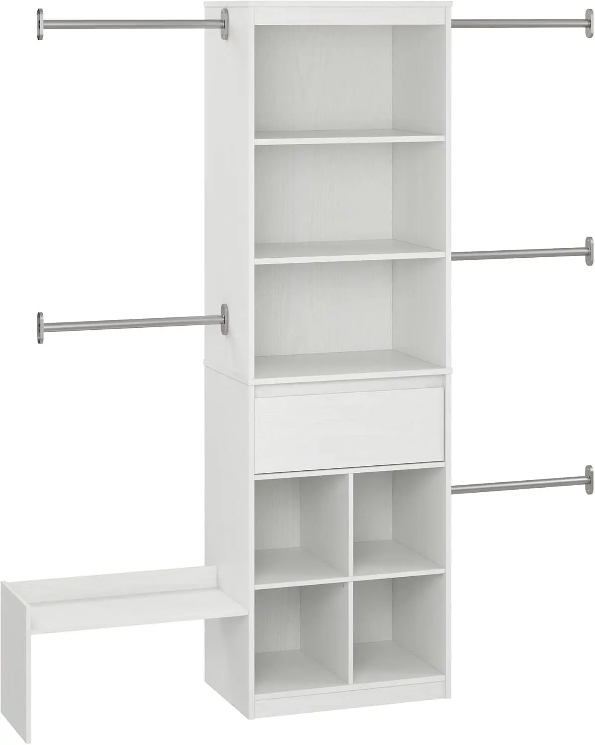 Sistema organizador de armário infantil ajustável Grow with Me, 15,69" P x 95,44" L x 76,62" A, branco