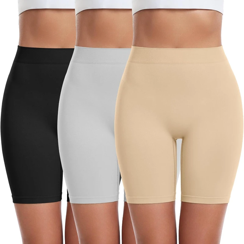 3 Pack Slip Shorts for Women Under Dress Comfortable Smooth Boyshorts Panties Biker Shorts, Breathable and comfortable.