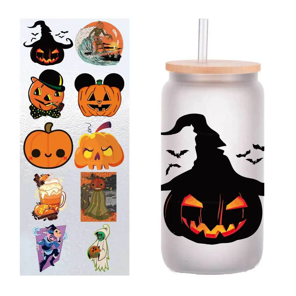

10 sheets of four-inch Western Ghost Festival Halloween UV transfer stickers crystal label DIY glass glass sticker customization