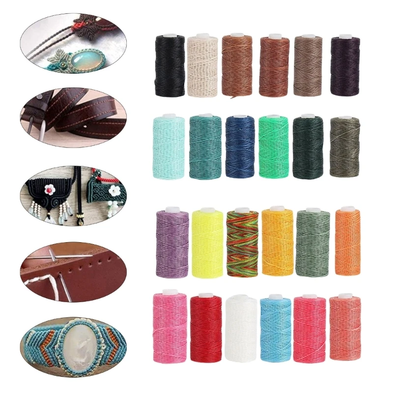 

12/15 Colors Waxed Polyester Cord Crafting Cord Sewing Rope Polyester Waxed String Waxed Thread Suitable for Leatherwork