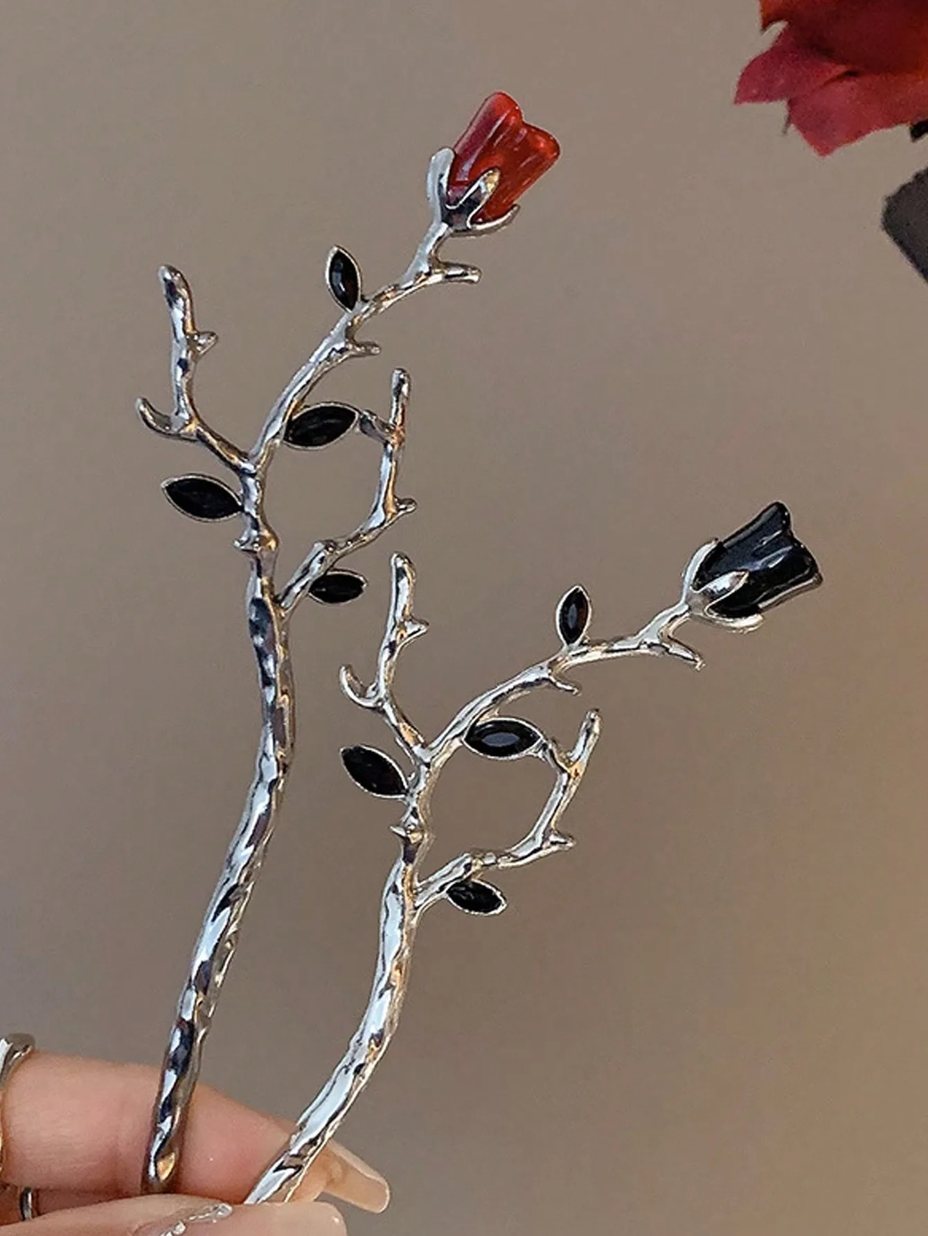 

2pcs Fashion Crystal Rose Hair Sticks For Women Wedding & Gift - Giving Hair Accessories