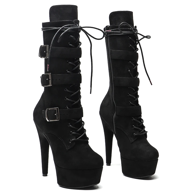 Leecabe 15CM/6inches Suede Upper Trend Fashion Exotic High Heel Platform Stripper HeelPole Dance Booties