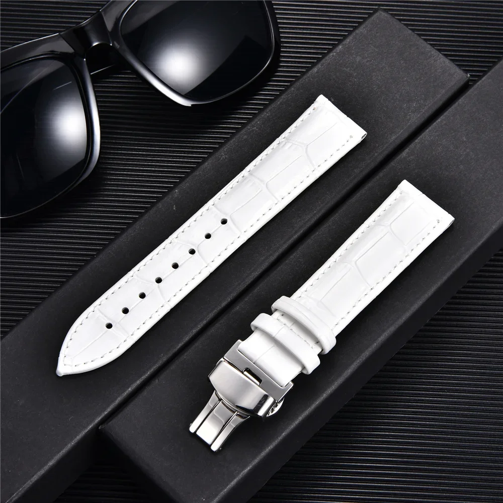 Watch Accessories Watch Strap 18mm 20mm 22mm 24mm Cow Leather Watchband Stainless Steel Butterfly Buckle Wristwatch Straps