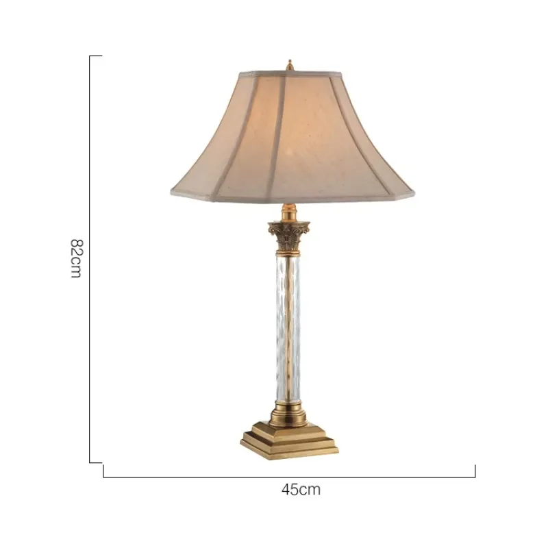 Brass Frame Home Clear Glass Column Gold Decorative Portable Desk Lamp