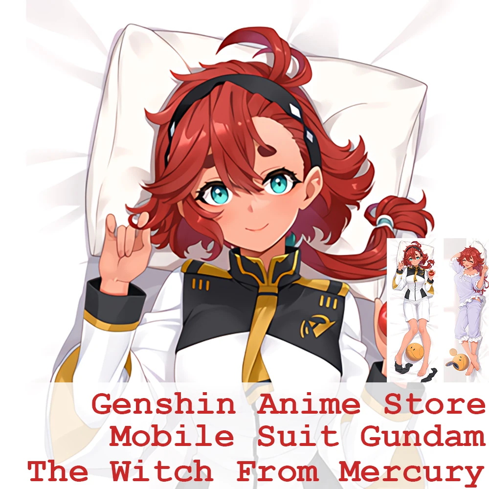 Anime Suletta Mercury Hugging Body Dakimakura Cover Bedding Double-Sided Printed Pillow Cover Otaku Cushion Cover