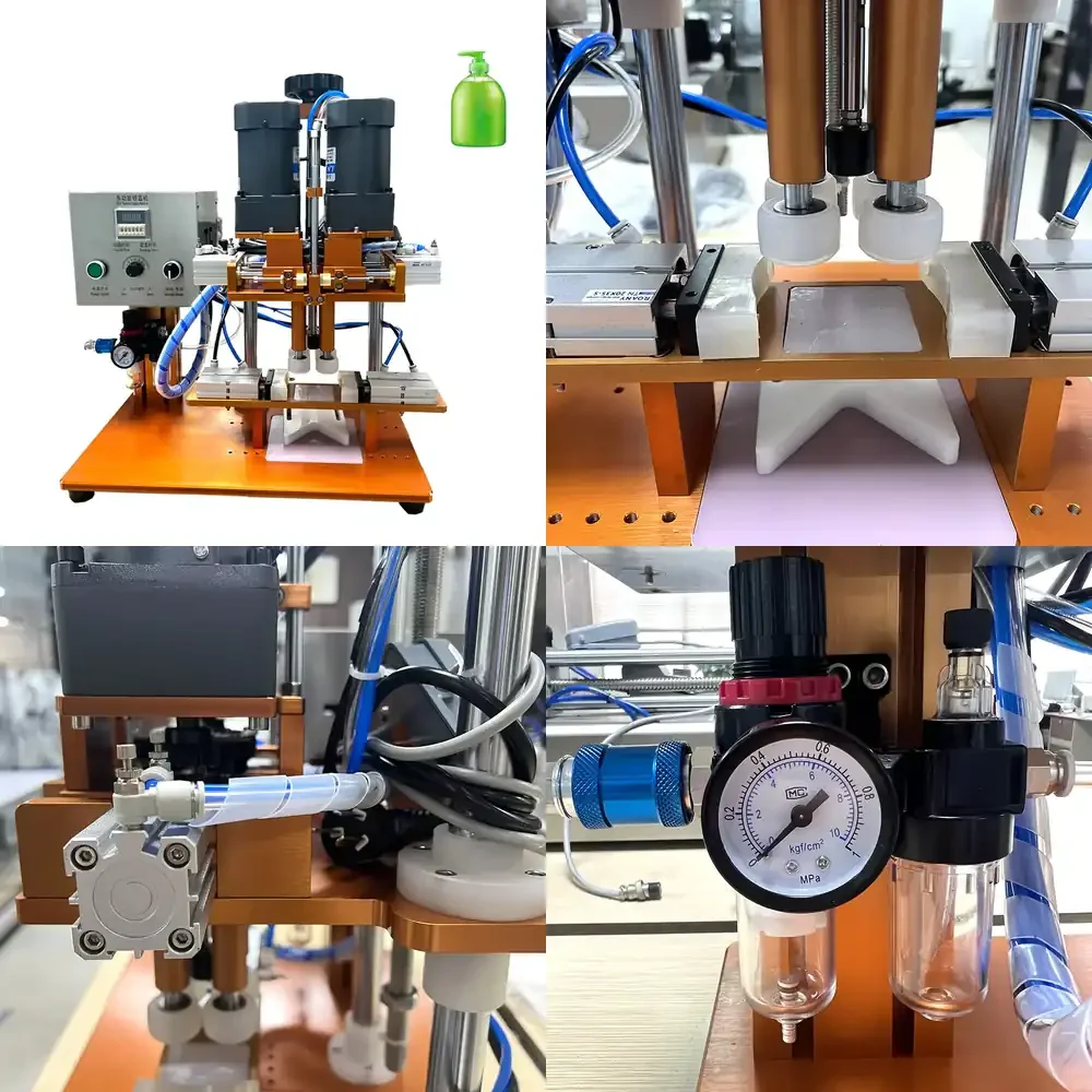 

Semi-Automatic Four Wheels Trigger Bottle Duckbill Round Aluminum Cap Screw Capping Sealing Machine