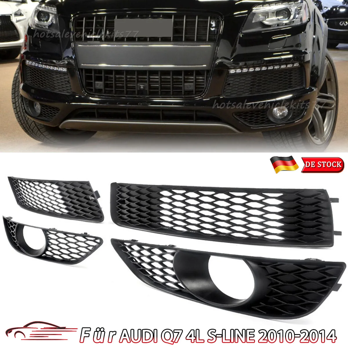 

For Audi Q7 4lb Only Fit S Line Front Fog Light Cover 2010 2011 2012 2013 2014 2015 Lower Bumper Grille Fog Light Grid