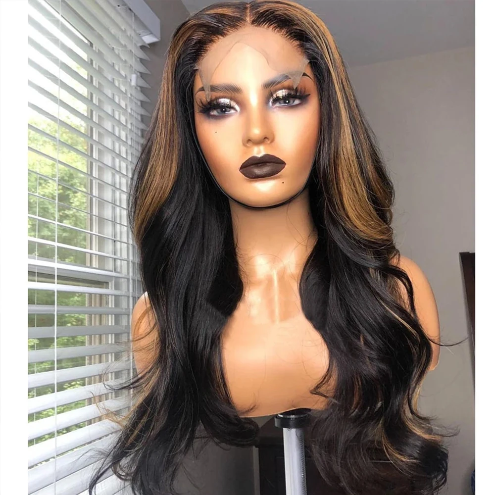 

Body Wave Lace Front Human Hair Wigs Ombre Human Hair Lace Wigs Pre Plucked 13x4 Lace Frontal Wigs Highlight Brown Wigs