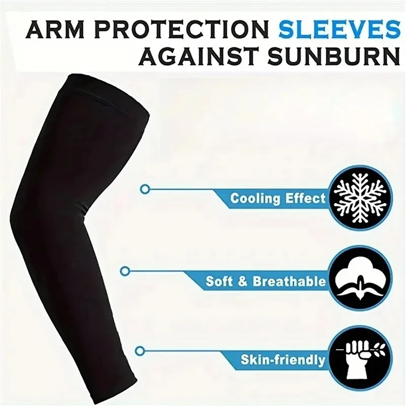 Summer Cooling Ice Silk Arm Sleeves Breathable UV Sun Protection Compression Sleeves for Cycling Hiking Unisex Sport Arm Cover