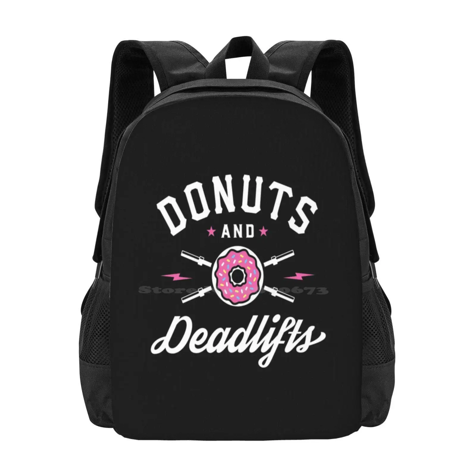 Donuts And Deadlifts Large Capacity School Backpack Laptop Bags Deadlifts And Donuts Donuts And Deadlifts Typography Deadlifts