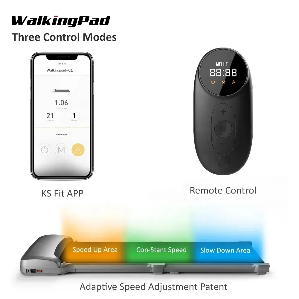 WalkingPad C1 Foldable Treadmill, 2025 KingSmith Smart Under Desk Running Pad with App Control