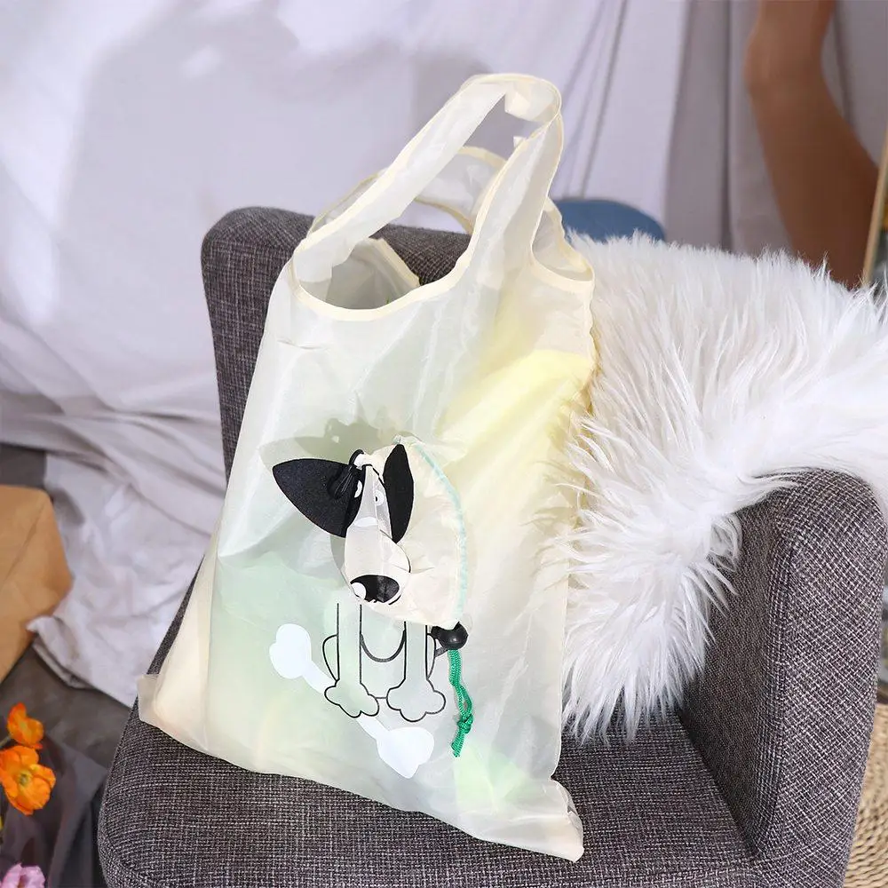 

Reusable With Hanging Buckle Eco Bag Dog Nylon Cartoon Shopping Bags Storage Bags Travel Shoulder Bag Foldable Shopping Bag