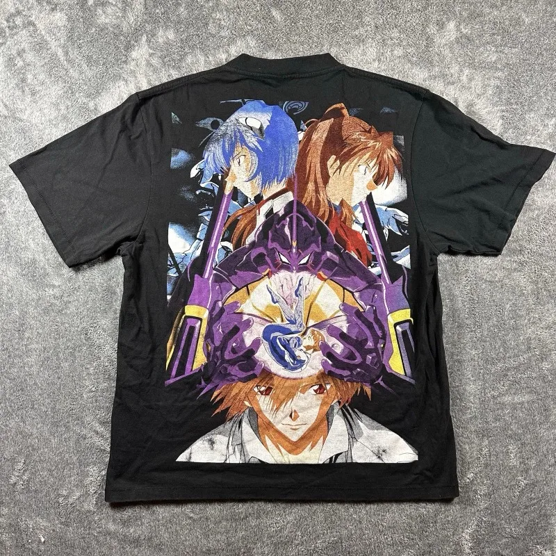 

Retro New Century Evangelion Double Face Anime Retro T-shirt Summer Y2k Men's Extra Large Casual T-shirt Unisex