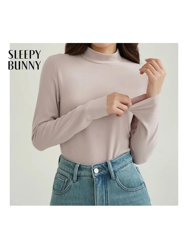 

Elegant Slim Fit Long Sleeve Cotton T-Shirt Top Soft Stretch Base Layer Tee for Women Autumn Winter Casual Innerwear Outfit