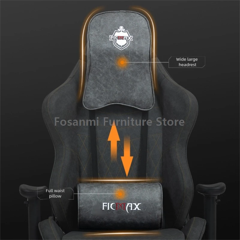 หนังย้อนยุคนอนเก้าอี้เล่นเกมที่มีที่วางเท้ากว้างพนักพิงศีรษะโฮมออฟฟิศเก้าอี้ตามหลักสรีรศาสตร์สบายปรับโต๊ะหมุนเก้าอี้