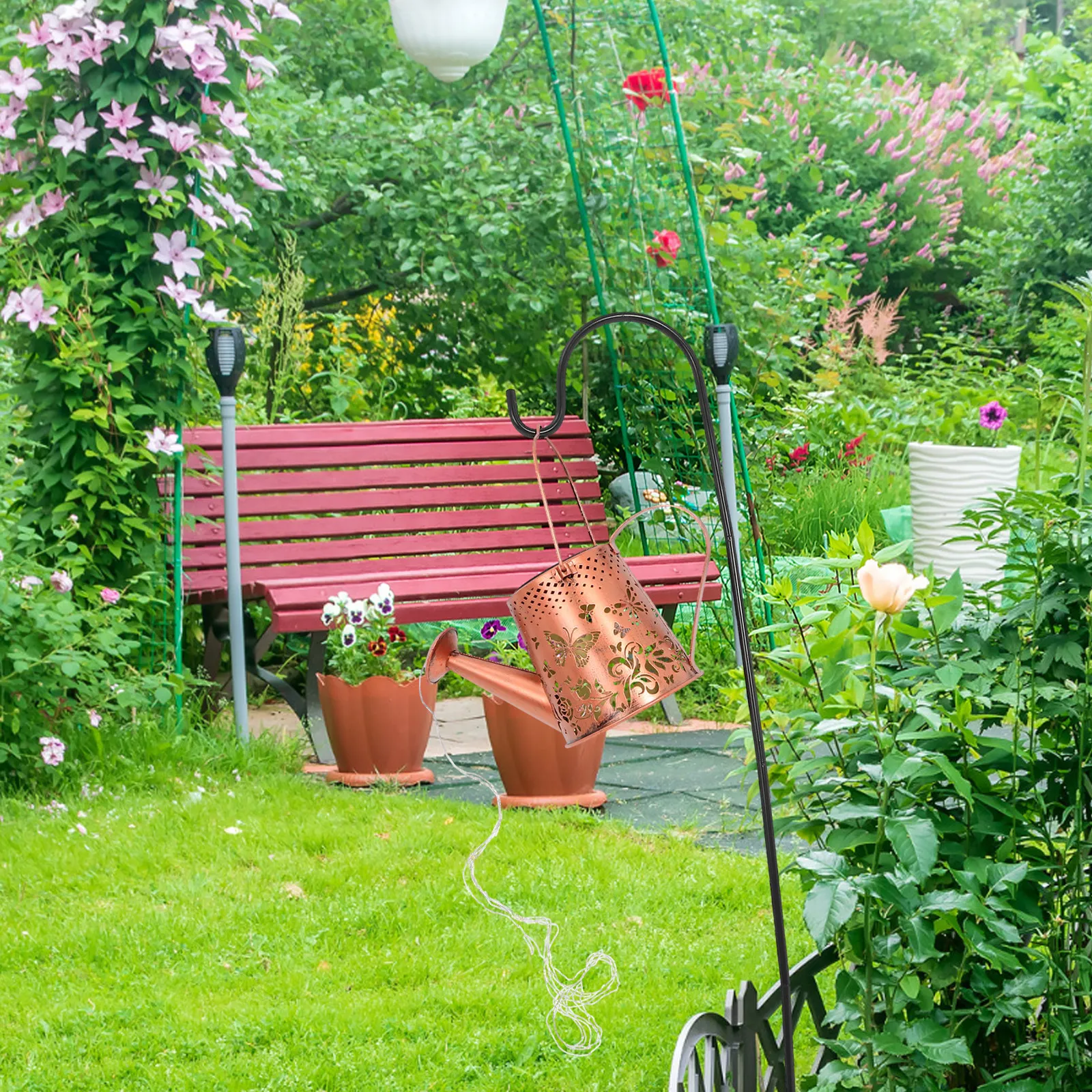 

1 set 1 Set Kettle Solar Light Durable Iron Watering Can Lamp For Garden Outdoor Decoration Lighting Use
