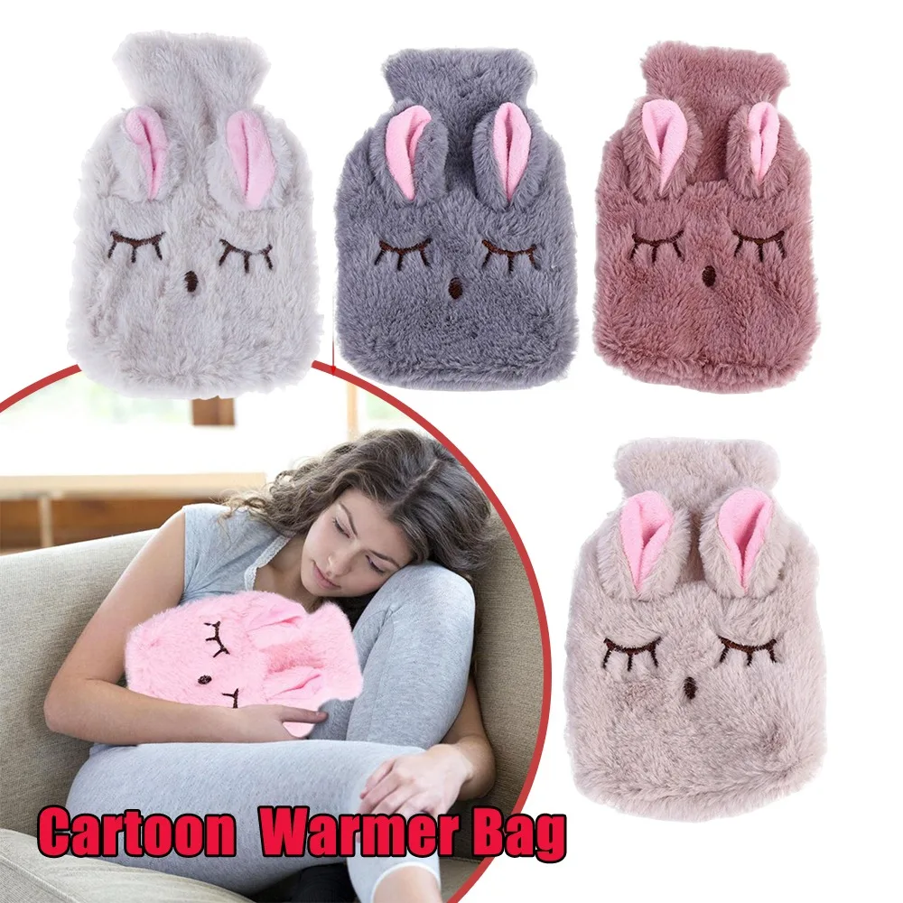 湯たんぽ ぬいぐるみ ウサギ 漫画デザイン つり目 取り外し可能なカバー 詰め替え可能 ハンドウォーマー 温熱パッド 子供 女性用