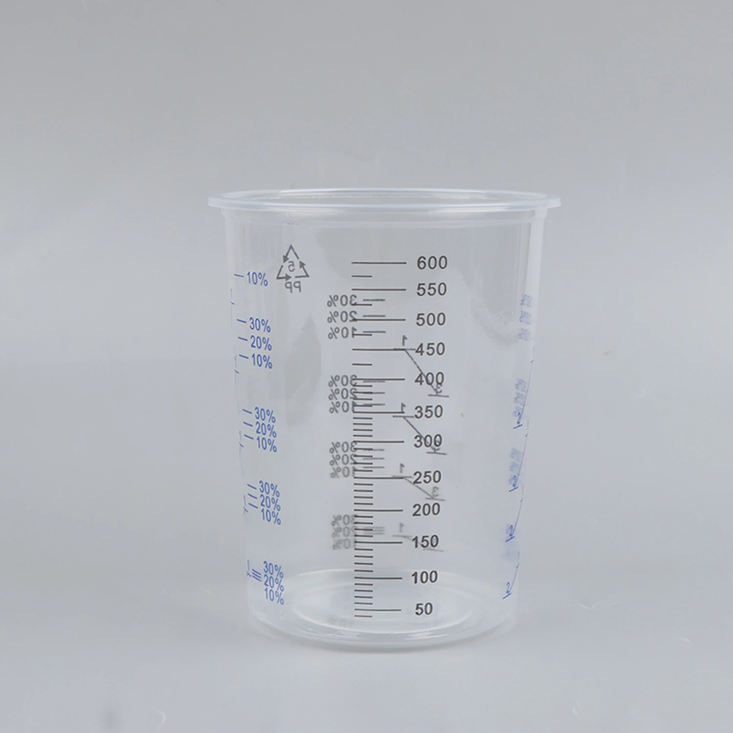 Pack of 10/50 Transparent Disposable Plastic Paint Mixing Graduated Cups - 600ml Calibrated Measuring Cups for Liquids