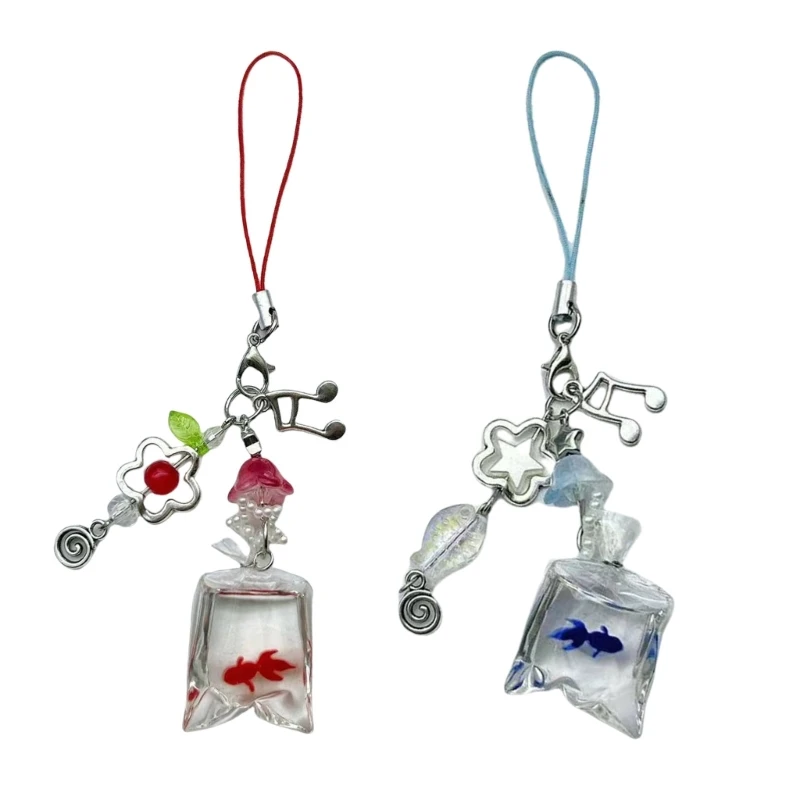 

Cuteness Fish Themed Beaded Phone Accessory Comfortable Grip Resin Charm Fish Beaded Phone Lanyard Suitable for Gifts