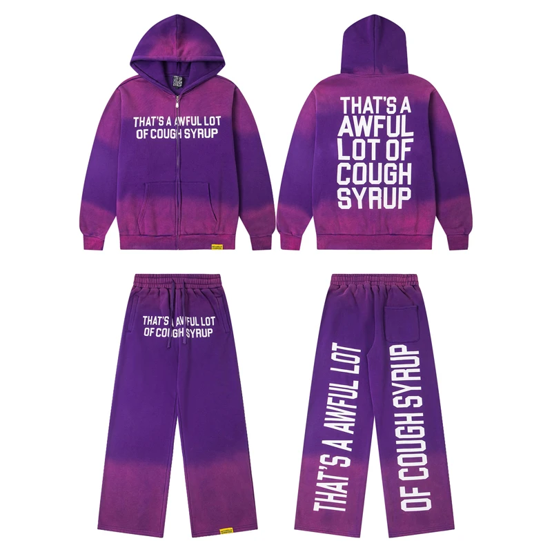 

American Trend THAT'S A AWFUL LOT OF COUGH SYRUP Hoodie High Quality Casual Loose Letter Printed Fleece Hooded Sweatshirt