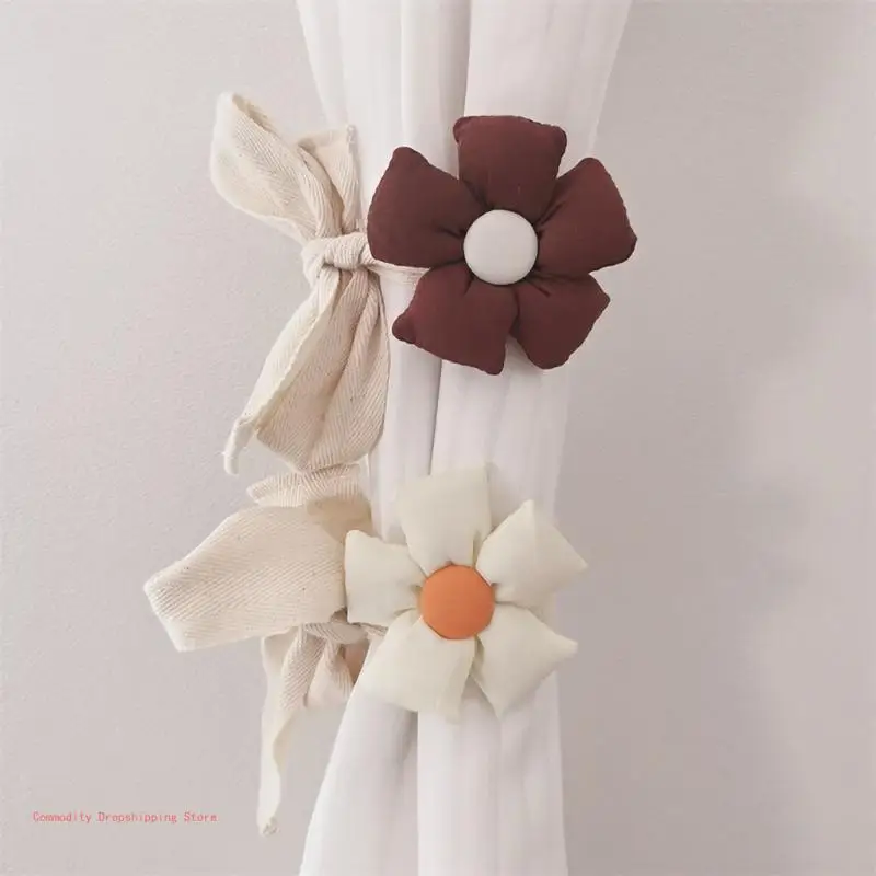 Fabric Flower Curtain Tiebacks, Tie Backs, Twist Curtain Rope for Different Window Styles, Multiple Color