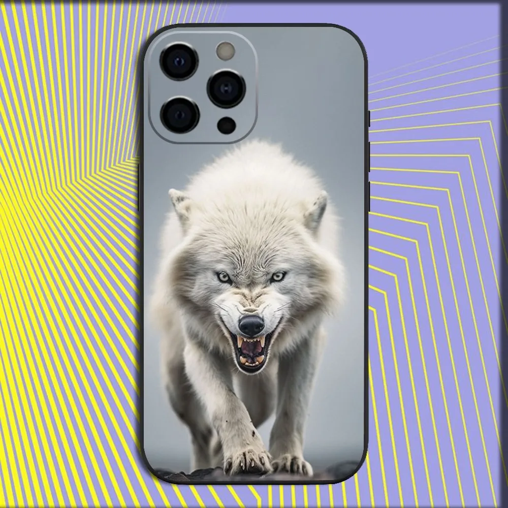 Animal COOL The Wolf Handyhülle für iPhone 16,15,14,13,12,11,Pro,X,XS,Max,XR,Plus,Mini Soft Black Cover