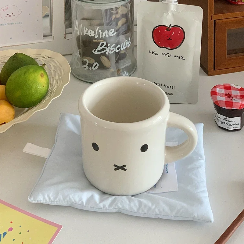 Cute Mugs Large Capaci Water Cups for Women Home Use Drinking Coffee Mugs Creative Breakfast Cup Single Ear Handle