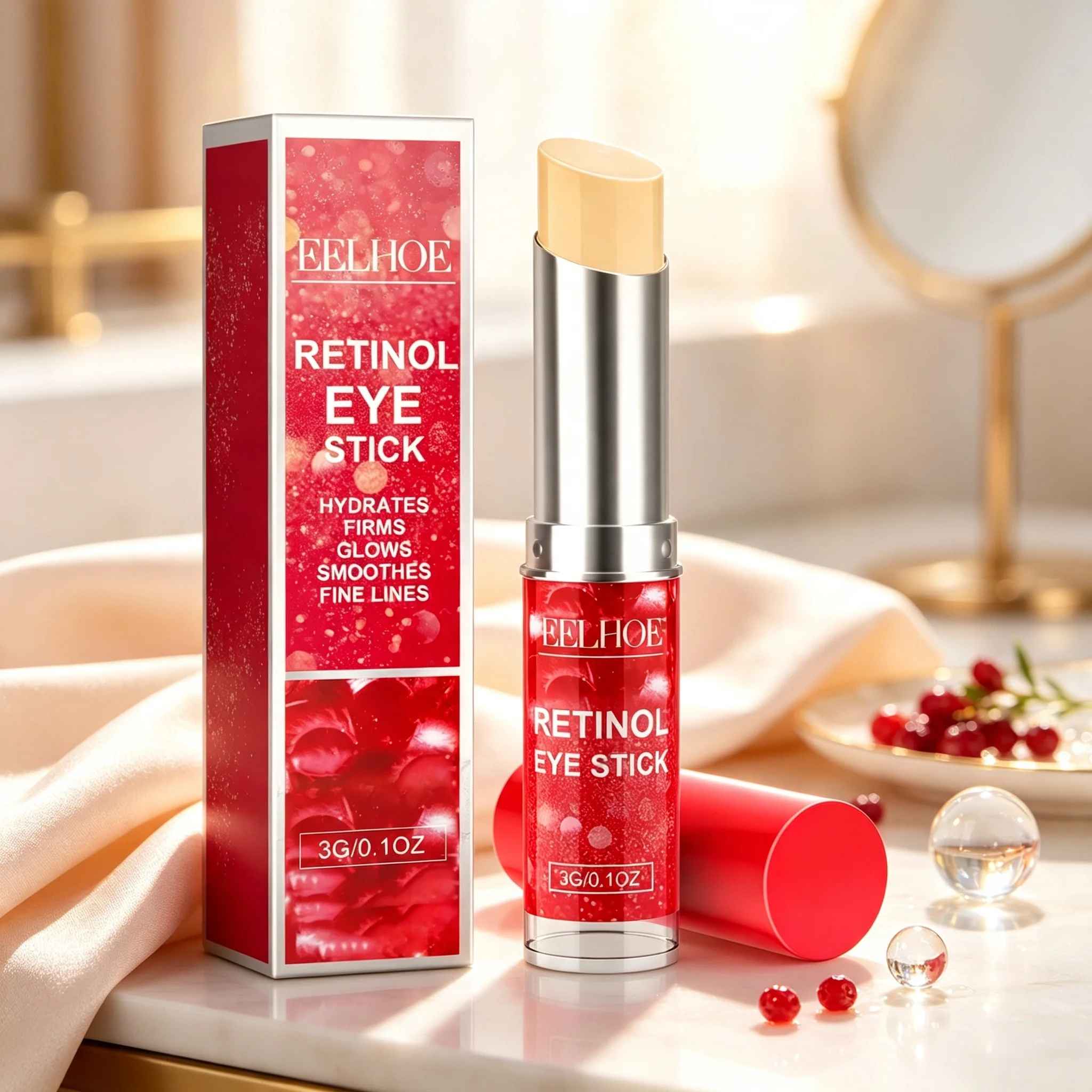 Retinol Eye Cream Stick Lightening Dark Circles Anti-Puffiness Smooth Brightening Moisturizing Firming Under Eye Treatment Care