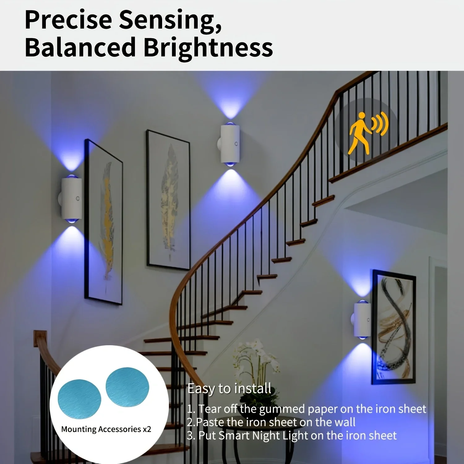 Luz LED nocturna recargable con Sensor de movimiento, lámpara de pared RGB, luz ambiental degradado, luz interior regulable, lámpara de paso magnética