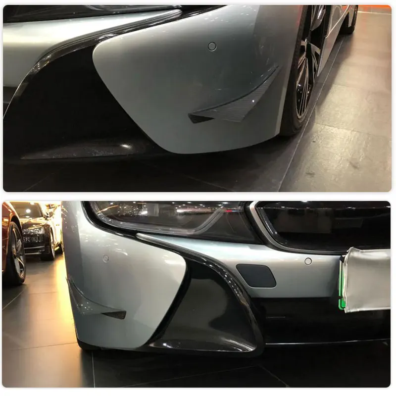 Prepreg Dry Carbon Car Front Side Fender Vent Fins for BMW i8 Base Coupe 2014-2018 Racing Front Bumper Canards Side Vent Fins