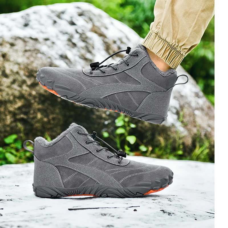 

2025 Winter Boots for Men Women Non-Slip Warm Fur Ankle Hiking Shoes Outdoor Casual Sneakers plus Size Snow Barefoot