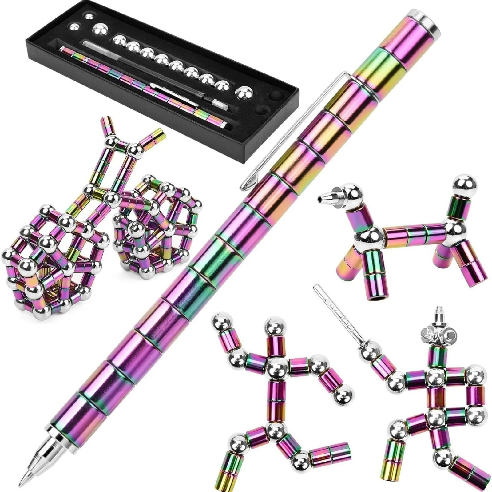 Multifunctional Magnetic Pen Deformable Writing Pen Creative Magnet Capacitive Pen Stress Relief Stationery Set Hobby DIY Toys