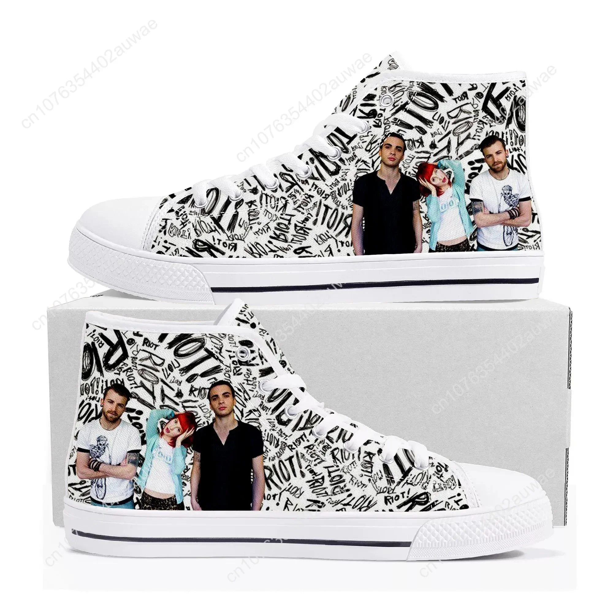 Paramore-Baskets en toile Rock Band Pop pour hommes et femmes, chaussures de couple décontractées, chaussures personnalisées, blanc, haut, haute qualité, adolescent, rencontre