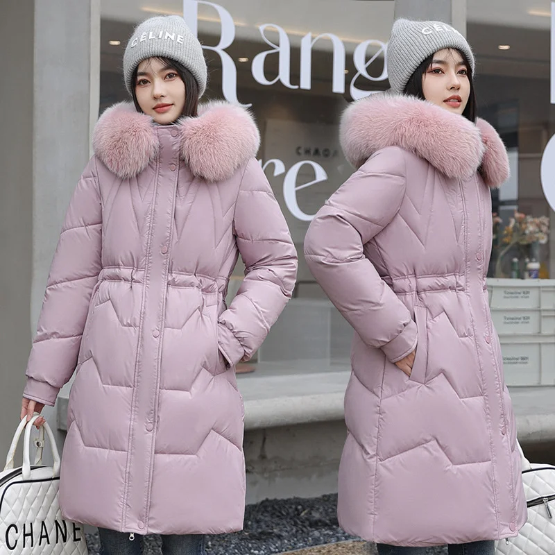 

Parkas Women's Jacket 2023 New Winter Down Padded Cotton Jacket Women Mid Long Thick Winter Jacket Coat Snow Wear Female Outwear