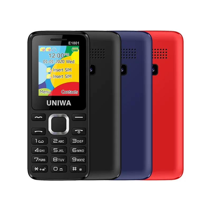 UNIWA E1801 Feature Phone with 1.77 Inch Display 800mAh Battery Dual SIM FM Radio Cell Phone for Elder Man Support TF Expansion