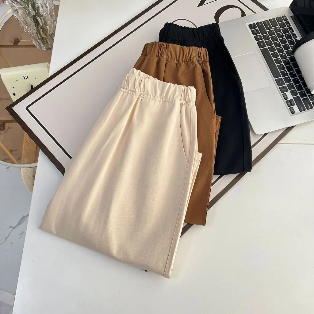 

Женские шаровары больших размеров, 200 кг, повседневные укороченные брюки с эластичной резинкой на талии для полных сестер на весну и осень