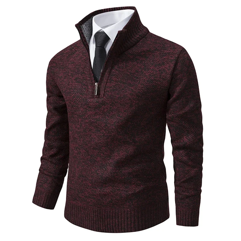 Jersey Pop para hombre, prendas de punto nuevas de otoño e invierno, Color sólido con camisa inferior, suéter cálido y cómodo de lana