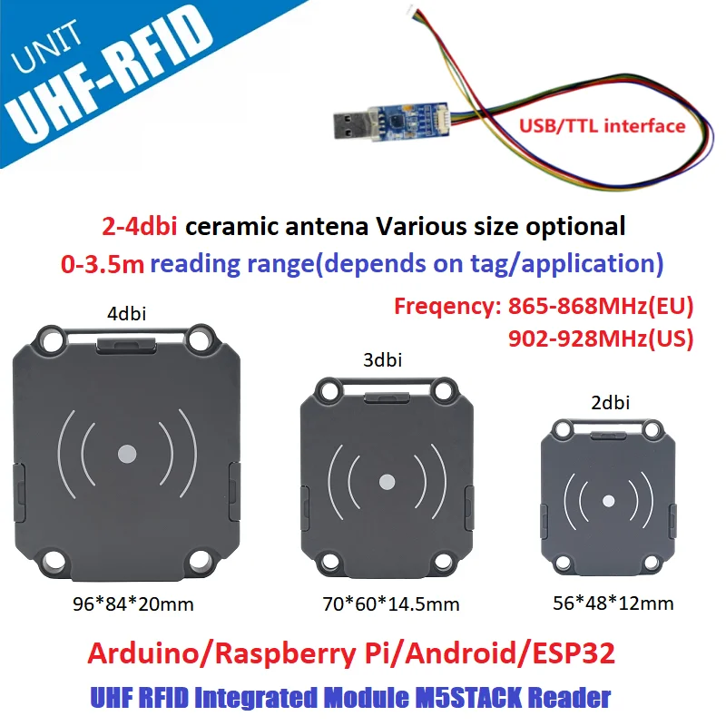 yanpode modulo leitor integrado interface usb raspberry pi embedded system m5stack ypd4035 uhf rfid alcance 035m 01