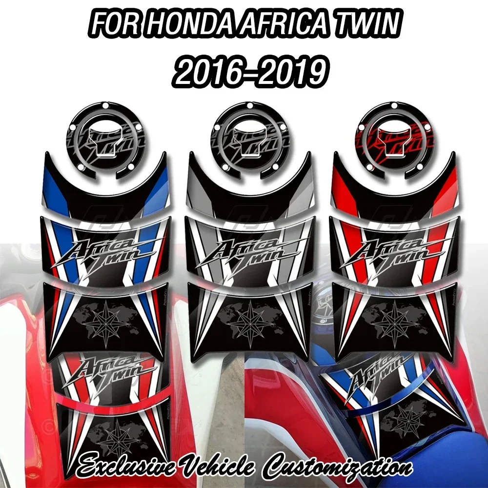 

Для Honda Africa Dual 2016-2019 мотоцикл ремонт топливного бака Pad протектор 3D смола черный синий красный комплект наклеек