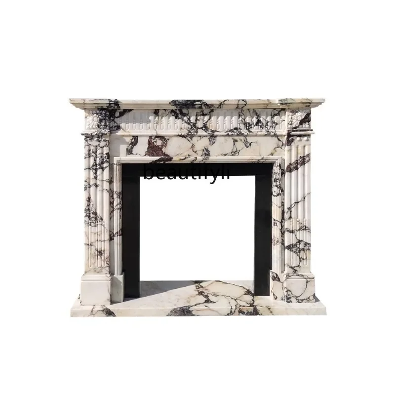 Fireplace Calacatta Purple Marble French Style Fireplace Natural Luxury Stone Fireplace Factory Direct Sales